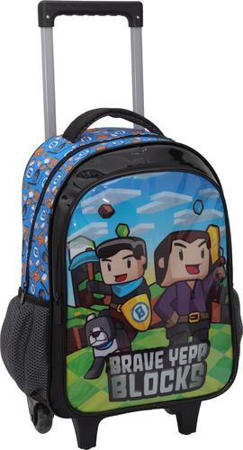 Mochila Gamecraft Infantil Rodinha Com Lancheira Estojo Jogo Cor Preto