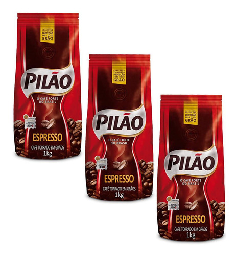 Café Pilão Torrado Em Grãos Espresso 1 Kg Kit 3
