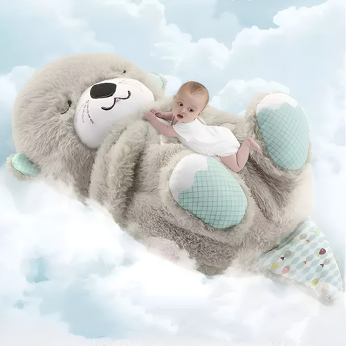 Nutria Peluche Que Respira Con Música, Luces Y Movimientos Gris Oscuro