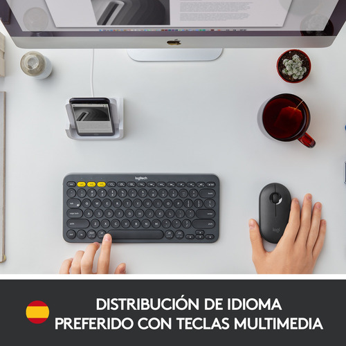 Combo Logitech Mouse M350s+teclado Bt K380s+totebag Grafito