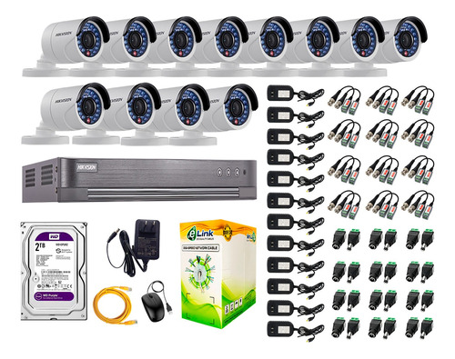 Cámaras Seguridad Exterior Kit 12 Hikvision Hd 720p Disco2tb