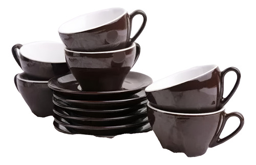 Taza Cafe Marron 85ml Como X 6 Comr Ipa Porcelana Volf