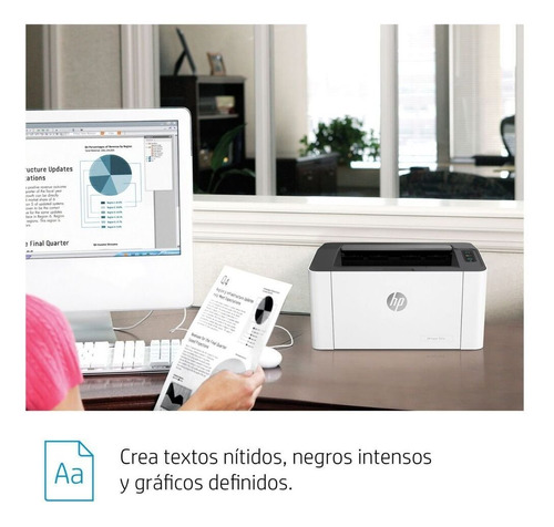 Imagen 7 de 7 de Impresora simple función HP Laser 107w con wifi gris y negra 220V - 240V 4ZB78A