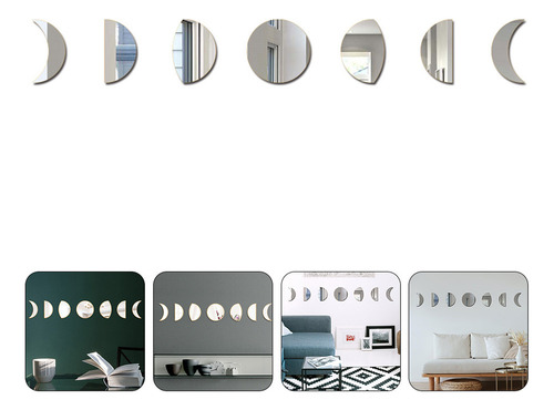 Juego De Pared Con Espejo Acrílico Con Fase Lunar, Decoració
