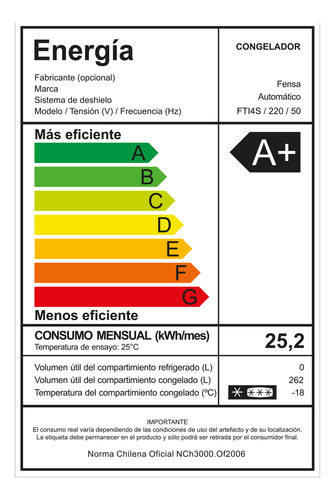 Freezer Fti4s Inox 262l No Frost Vertical Inverter