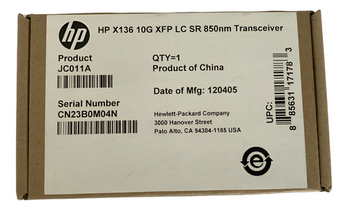 Hp X136 10g Xfp Sr Transceiver Jc011a