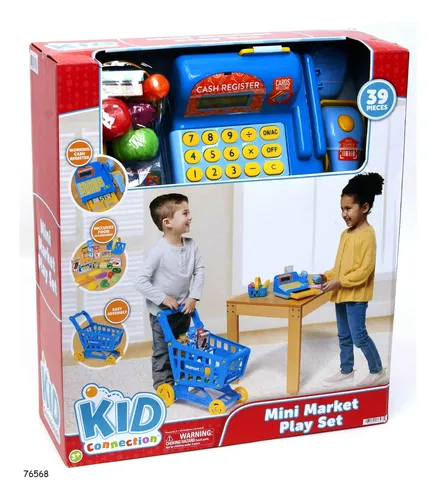 KIMIGO Caja Registradora Juguete Con Escáner, Micrófono Y Comida – Supermercado Electrónico Para Niños De 3 A 8 Años, Regalo Educativo