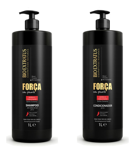 Kit Força Com Pimenta Crescimento 2l Bio Extratus Sh+cond 1l