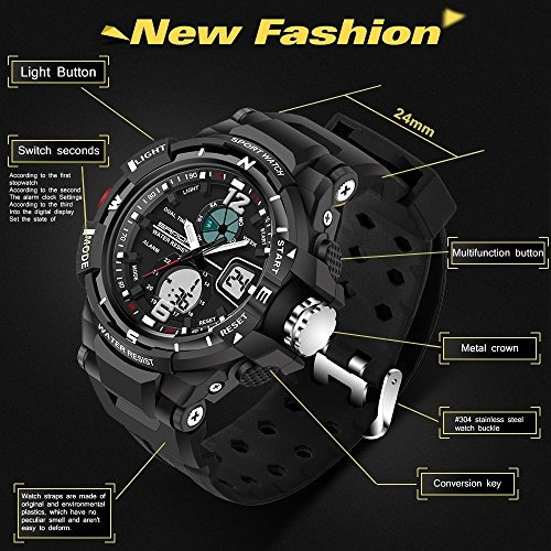 Imagen 4 de 4 de Reloj Dayllon Est. Militar Dual Time 30 Mtrs Original Nuevo