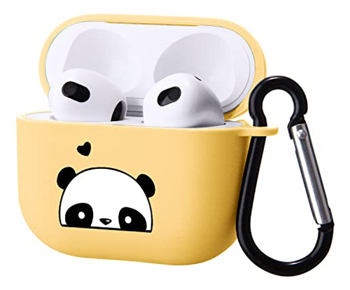 Cute Panda Case Compatible Con AirPods 3 Con Keychain, Cart.