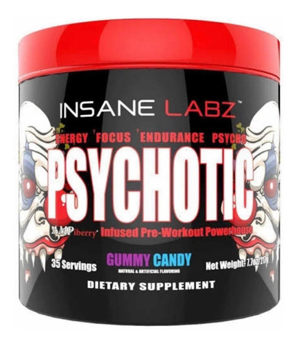 Suplemento en polvo Insane Labz  Psychotic blend sabor gummy candy en pote de 217g