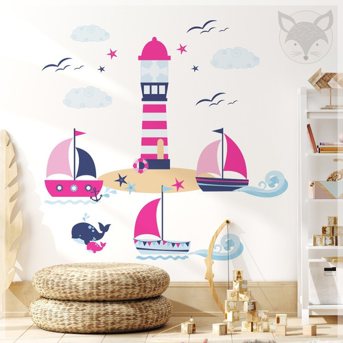 Vinilos Para Pared Adhesivo Infantiles Nautico Faro Barcos