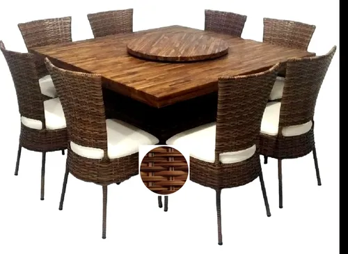 Conjunto Mesa de Jantar Quadrada - ELITTE PLUS com 8 cadeiras - AKILA