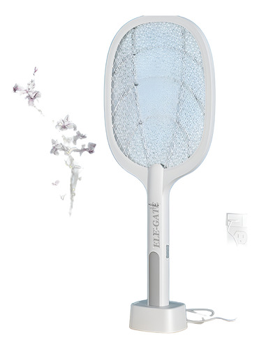 Raqueta Mata Mosquitos Con Luz Uv Recargable Blanco