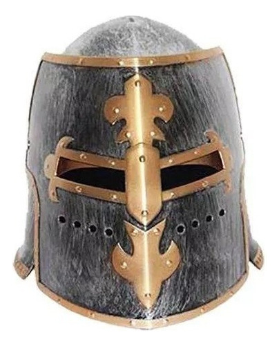 Capacete Medieval Gladiador Guerreiros Romano Festa Fantasia Cor Dourado E Cinza