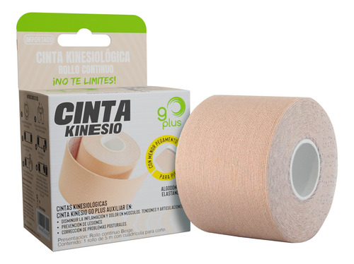 Cinta Kinesiológica Beige Piel Sensible 5m Continua Go Plus