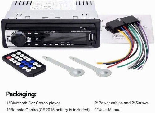 Reproductor Mp3 1 Din Auto Estereo Con Bluetooth Aux Usb
