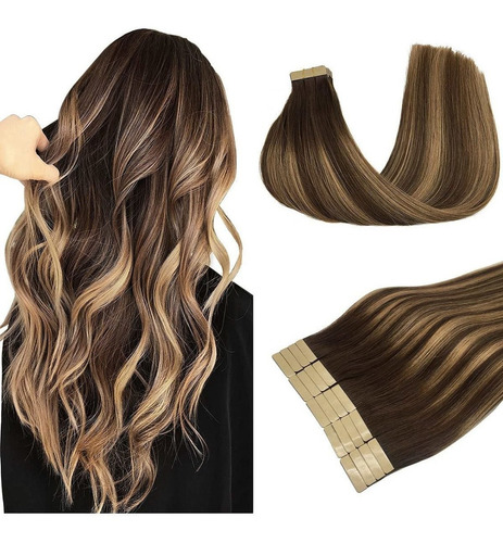 Extensiones Cabello Natural Balayage Chocolate 18in 50gramos