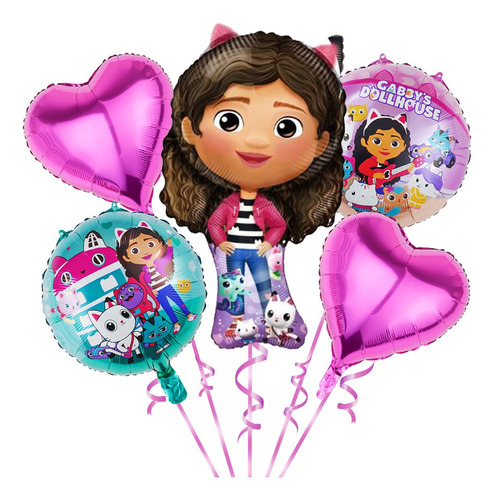 Kit Fiesta Gabby's Dollhouse Globos Cumpleaños Decoración 5p