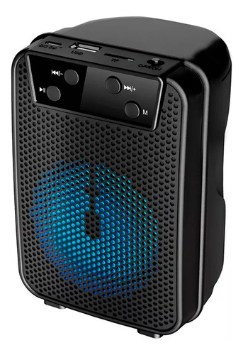 Mini Parlante Portátil Recargable Bluetooth Radio Fm Rgb Color Negro
