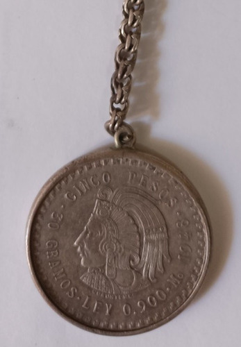 Llavero De Plata Maciza 925 Moneda De Mexico 1948 Cuauhtemoc