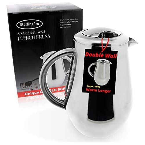 French Press Cafetera (1l) - 18-10 De Pared Doble De Café Gr