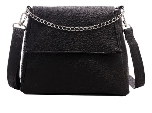 Bandolera Cartera Lupe  Cuero Ecológico Negra