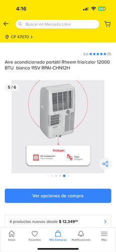 Aire Acondicionado Portátil Them Frío/calor 12000 Btu (Usado)
