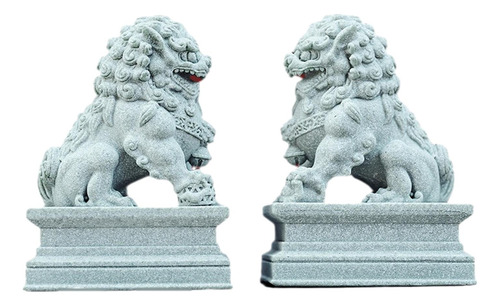 2x Mini Estatuas De Leones De Piedra, Figuras En Miniatura