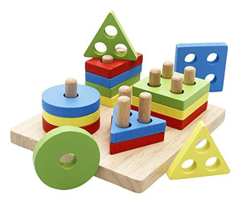 Lewo Wooden Puzzle Toddler Toys Shapes Sorter Bloques Preesc