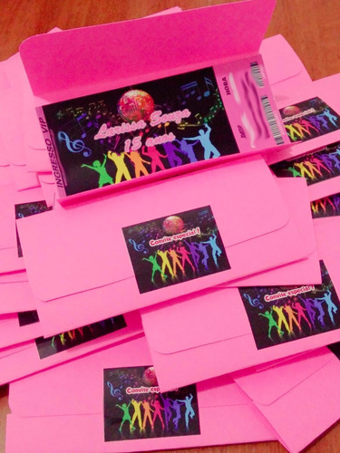 Imagem 5 de 10 de 25 Convite Ingresso Envelope Color Aniversário Personalizado
