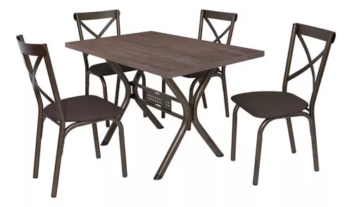 Conjunto de Mesa Com 6 Cadeiras Para Cozinha Tampo Retangular e Granito  1,50m Branco Sofia Ciplafe