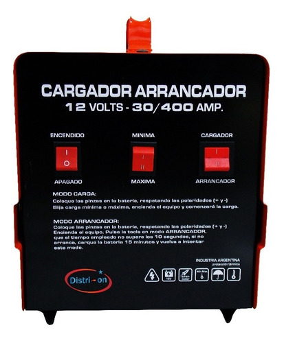 Cargador Arrancador 12 Volts 30/400 Amp. Industria Argentina