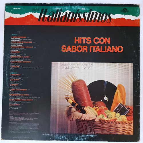 Varios Artistas - Hits Con Sabor Italiano Lp