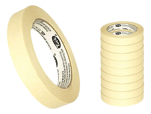 Cinta Masking 24mm X 50mts Uso Industrial 111 Tuk Pack 9 Pz Color Beige Liso