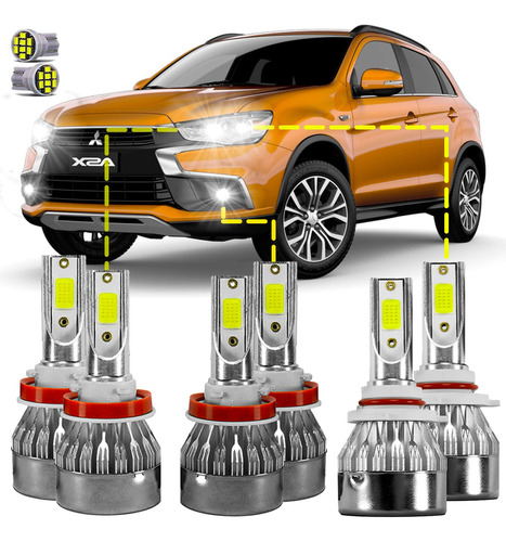 Kit Ultra Led Mitsubishi Asx 2010/2013 20000lúmens 6500k