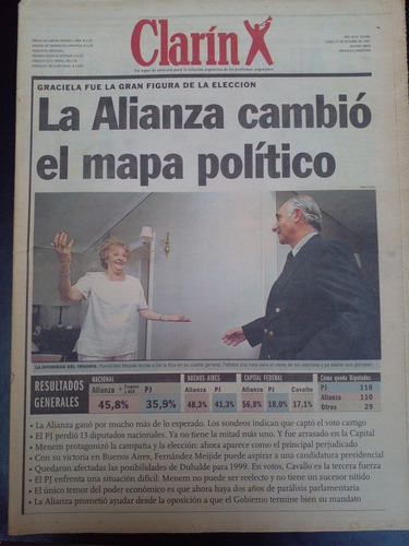 Diario Clarín 27/10/1997 Triunfo Alianza Fernández Meijide E