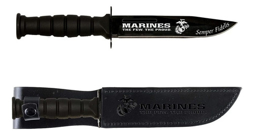 Cuchillo De Hoja Fija Negro, Pequeno De Combate | Usmc
