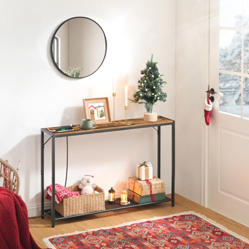 Mahancris Sofá Mesa Con Toma De Corriente, Mesa Consola De 4