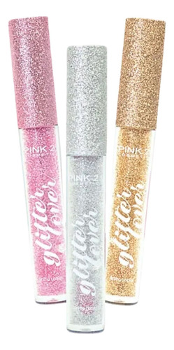 Kit C/ 3 Lip Gloss Glitter Lover Pink 21 Efeito Glitter Cor SORTIDOS