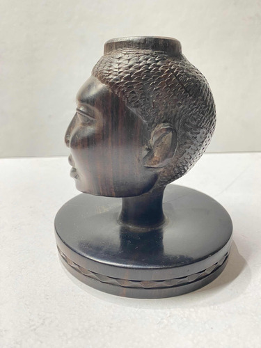Cabeza Figura Africana Talla En Madera (Usado)