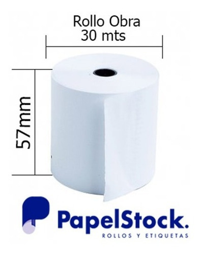 100 Rollos De Papel Obra 57x30 Lisos Blanco
