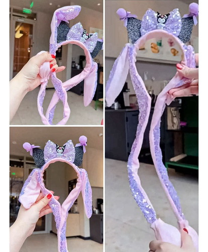 Vincha Con Orejas Kawaii Moviles Kuromi Violeta Claro
