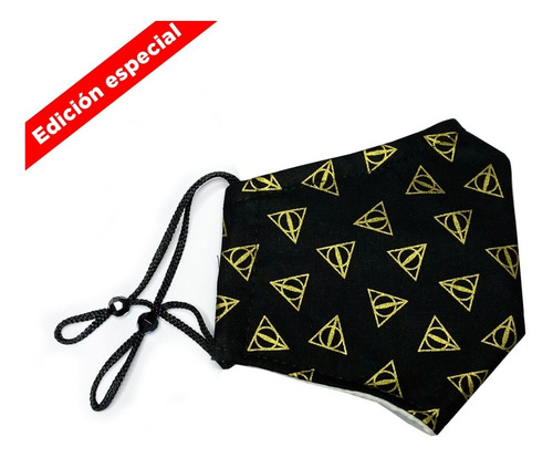 Cubrebocas Harry Potter Reliquias Tela 4 Capas, Ajustable