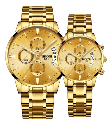 2 Piezas Nibosi Waterproof Cuarzo Pareja Reloj