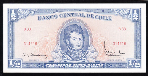 Billete De Chile Medio Escudo (serie Roja)