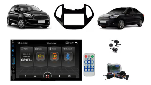 Multimídia Mp5 Ford Ká 14 15 16 17 18 Usb Bt Mold Câm Int