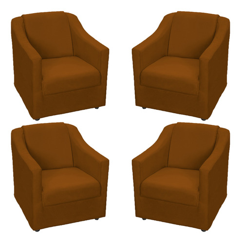 Kit 4 Poltronas Para Sala De Estar Refoçadas Suede Cores Cor Terracota Desenho do tecido Suede Liso