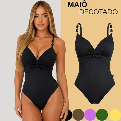 Maiô Feminino Praia Suplex Poliamida Premium Body Comfortáve Preto Liso P(36-38)