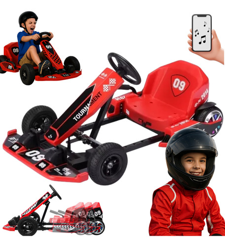 Kart Elétrico Infantil 350w Com Bluetooth Até 80kg Até 20km